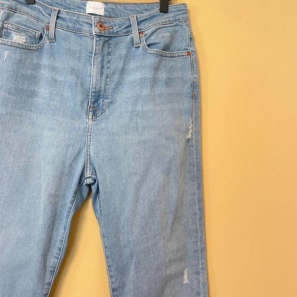 Jonathan Simkhai Standard River High Rise Fray Hem Jeans 31 12 Straight Light - Picture 9 of 10